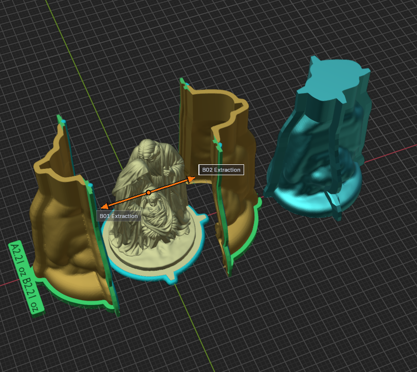 Actual CAD reference showing classical Holy Family, conformal mold and divided support shell